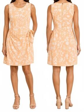 Vintage Newport News Women's Peach Floral Sleeveless Faux Wrap Romper
